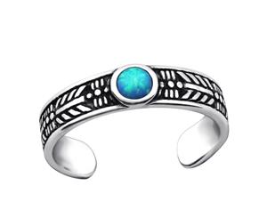 Sterling Silver Opal Toe Ring Azure