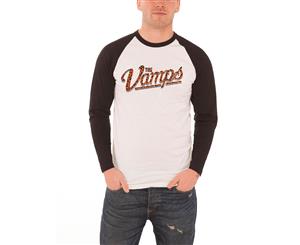 The Vamps T Shirt Leopard Logo Official Unisex Baseball Shirt - White