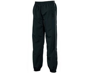 Tombo Teamsport Mens Piped Lined Sports Training Pants / Tracksuit Bottoms (Black/White piping) - RW1530