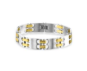 Two Tone Gold and Silver Steel Link Bracelet for Men