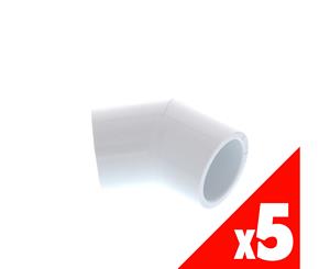 Vinidex Elbow 45 Degree PVC 25mm 417-010 Pressure Pipe Fitting Plumbing Water x5