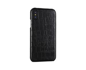 iPhone XS MAX Case Black Genuine Crocodile Leather Back Shell Cover