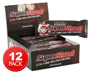 12 x Max's Super Shred Low Carb High Protein Bar 60g - Chocolate