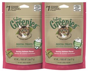 2 x Greenies Feline Dental Treats Savory Salmon 71g