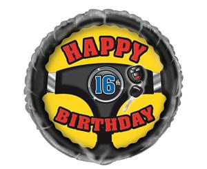 45cm 1st Car 16th Birthday Foil Balloon - Packaged