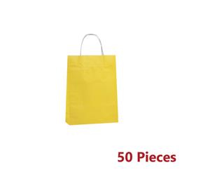 50pcs 220x280x110mm Bulk Craft Paper Gift Carry Bags Medium with Paper Handles - Yellow