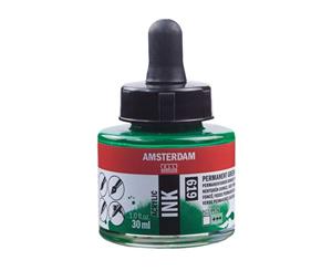 619 - Talens Amsterdam Acrylic Ink 30ml - Permanent Green Deep