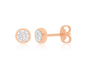 9ct Rose Gold 4mm Bezel Set Cubic Zirconia Stud Earrings