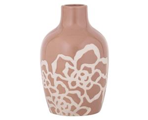 Amalfi Florence Ceramic Floral Print Glossy Vessel Blush Pink/Stone 18x28cm
