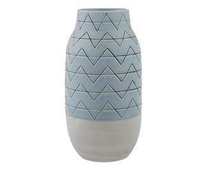 Amalfi Hywell Ceramic Hand Glazed Textured Vessel Smokey Blue/Light Grey