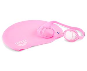 Arena Junior Pool Goggles & Cap Set - Pink