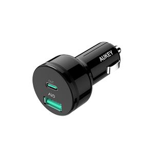 Aukey USB-C 36W Dual USB Port Car Charger Quick Charge Charging Power Adapter