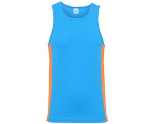 Awdis Just Cool Mens Contrast Panel Sports Vest Top (Sapphire Blue/Electric Orange) - RW3476