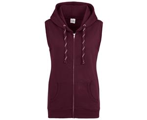 Awdis Just Hoods Womens/Ladies Girlie Sleeveless Full Zip Hoodie (Burgundy) - RW3940