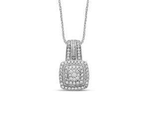 Bevilles Sterling Silver 1.00ct Diamond Square Look Necklace Pendant