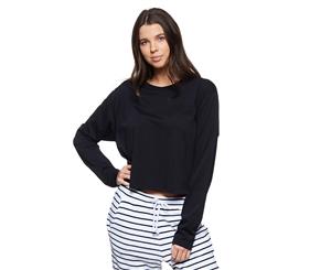 Bonds Women's Originals Long Sleeve Cropped Tee - Nu Black