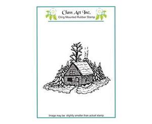 Class Act Cling Mounted Rubber Stamp 4.25In.X5.75In. Winter Cabin