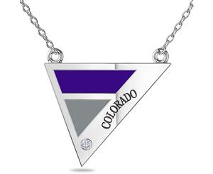 Colorado Rockies Diamond Pendant Necklace For Women In Sterling Silver Design by BIXLER - Sterling Silver