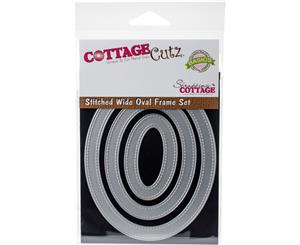 CottageCutz Basics Wide Frame Dies 3/Pkg-Stitched Oval 2.5&quotX1.5" To 4.75&quotX3.75"