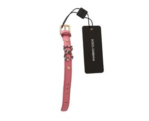 Dolce & Gabbana Pink Dauphine Leather Crystal Dg Bracelet