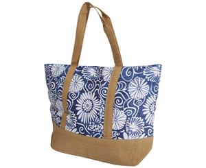 Floso Womens/Ladies Woven Floral Print Summer Handbag (Blue) - BAG209