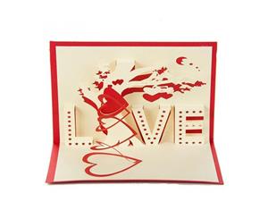 Handmade 3d Pop Up I Love You Greeting Card for All Occasions Red