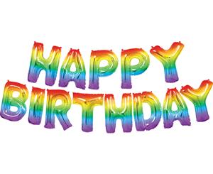 Happy Birthday Rainbow Foil Letter Balloon Kit 35.5cm