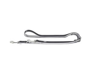 Hunter Canadian Elk Leather Dog Training Lead 3-Way Adjustable - Dark Grey/Light Grey