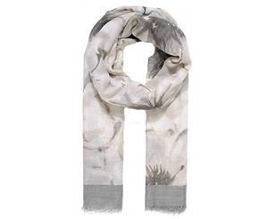 Intrigue Womens/Ladies Border Edge Floral Print Scarf (Grey) - JW124