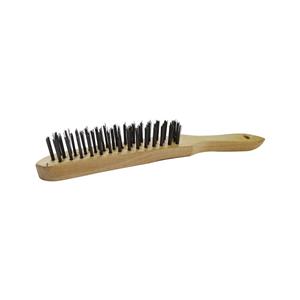 Josco 3-Row Steel Bristle Wood Short Handle Wire Brush