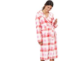 Joules Womens Rita Super Soft Hooded Long Dressing Gown - Cream Check