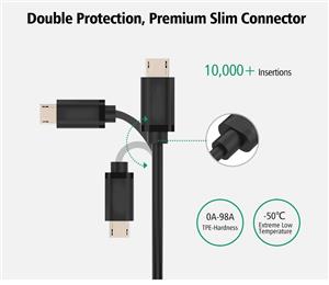 Konix 2M Green 5V 2A Micro USB 22AWG Fast Charging Cable