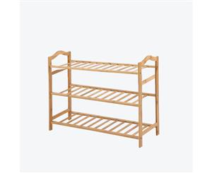 Levede Bamboo Shoe Rack Storage Wooden Organizer Shelf Stand 3 Tiers Layers 80cm