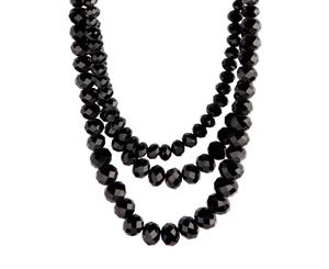 Lovisa Black Trio Row Glass Facet Bead Necklace