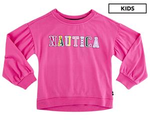 Nautica Girls' Chest Logo Sweatshirt - Med Pink