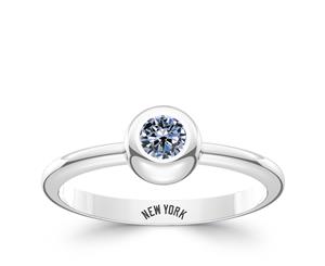 New York Yankees Sapphire Ring For Women In Sterling Silver Design by BIXLER - Sterling Silver