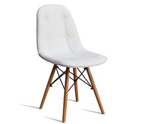 PU Leather Padded Eames Dining Chairs in WHITE 4pcs