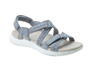 Planet Shoes Womens Emily Comfort Casual Sandal in Grey Leather