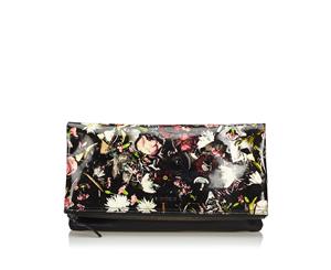 Pre-Loved Alexander Mcqueen Floral Print Patent Leather Clutch Bag