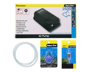 Precision 2500 Aquarium Air Pump Kit Airline Check Valve and Airstone Aqua One