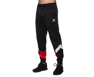 Puma Men's Iconic MCS Trackpants / Tracksuit Pants - Black/Red Combo