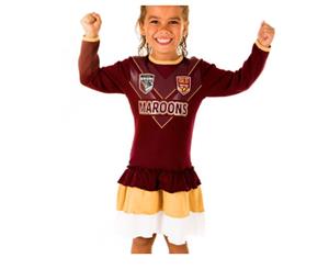 Queensland State of Origin NRL Girls Long Sleeve Dress Sizes 2-6