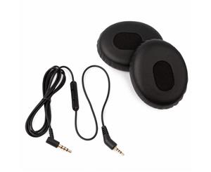 REYTID Replacement Cable and Ear Pad Cushion Kit Compatible with Bose QC3 QuietComfort 3 Headphones - Black - Black