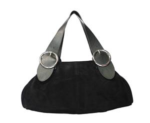 Rosa Bella Siena Genuine Suede Handbag - Black