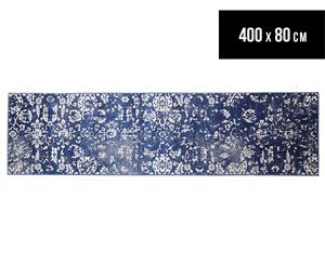 Rug Culture 400x80cm Kara Runner Rug - Navy