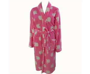 Sanvo Fashion - Luxurious Supersoft Coral Fleece Bath Robe - White Apple