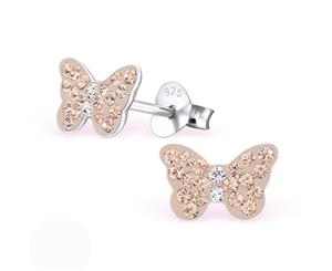 Silver Butterfly Kids Stud earrrings made with Swarovski Crystal