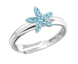 Sterling Silver Aqua Star Ring