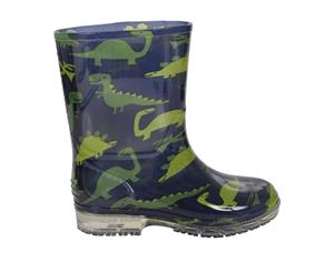 T Rex 8 Mile Kids Rain Gum Boot Dinosaur Tyrannosaurus Rex Spendless - Navy