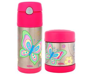 Thermos Funtainer 290Ml Food Container + 355Ml Drink Bottle Pink Butterfly